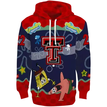 customized texas tech red raiders spongebob patrick star red navy hoodie best selling