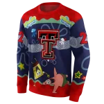 customized texas tech red raiders spongebob patrick star red navy hoodie best selling
