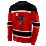 customized texas tech red raiders striped pattern red hoodie best selling