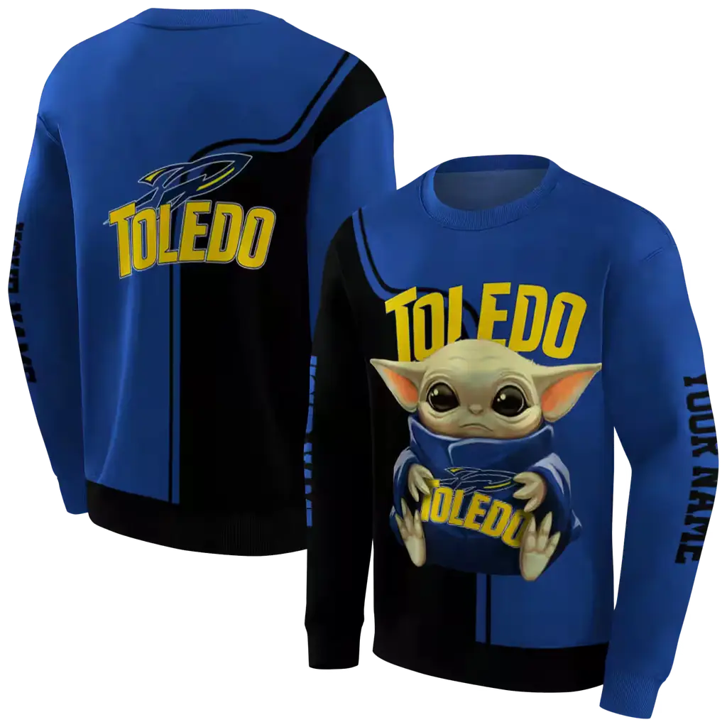 customized toledo rockets baby yoda blue black hoodie premium grade customized toledo rockets baby yoda blue black hoodie premium grade