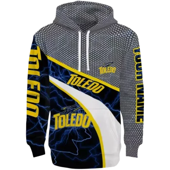 customized toledo rockets hexagonal mesh blue black gray hoodie best selling