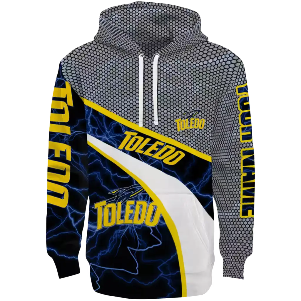 customized toledo rockets hexagonal mesh blue black gray hoodie best selling customized toledo rockets hexagonal mesh blue black gray hoodie best selling