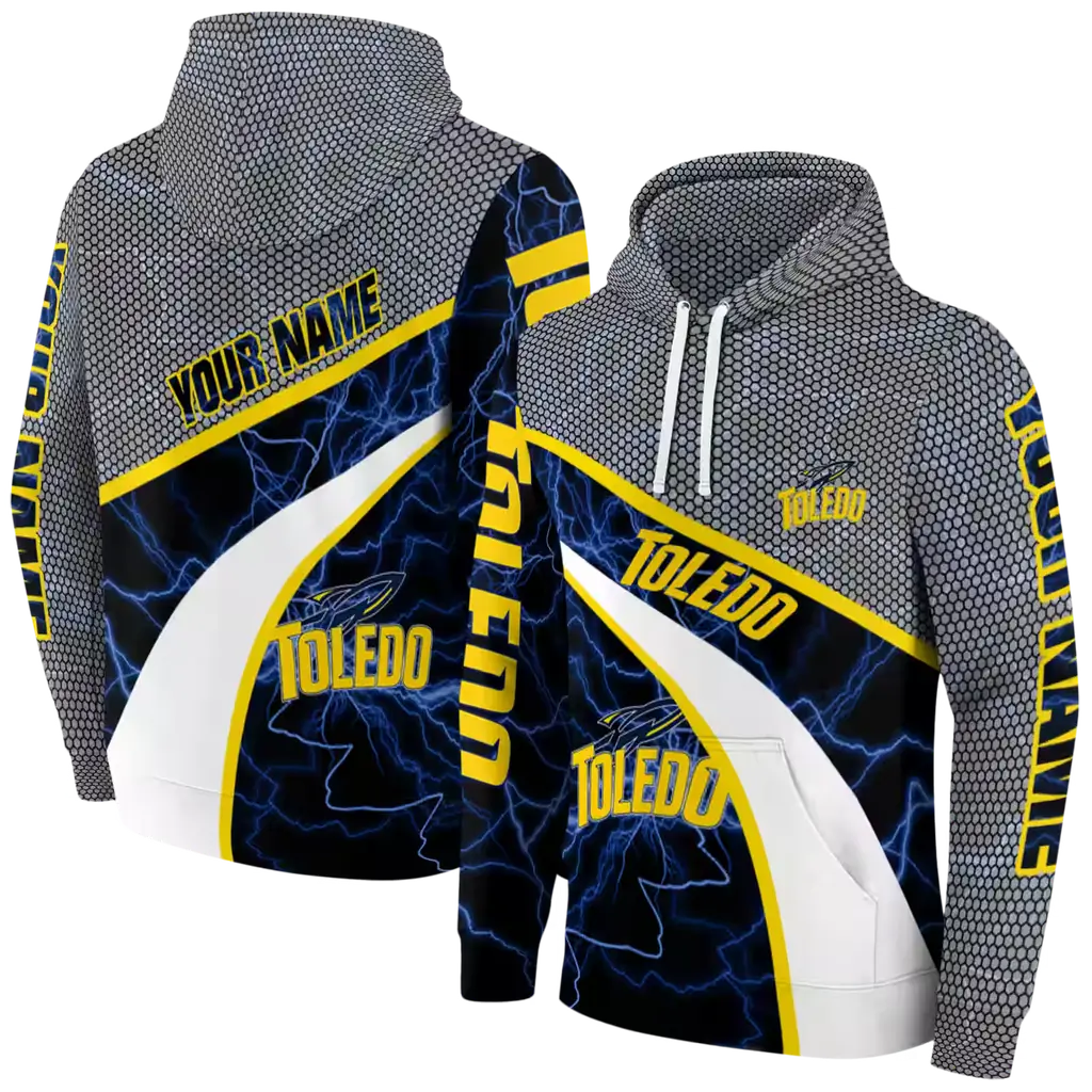 customized toledo rockets hexagonal mesh blue black gray hoodie fashion forward customized toledo rockets hexagonal mesh blue black gray hoodie fashion forward