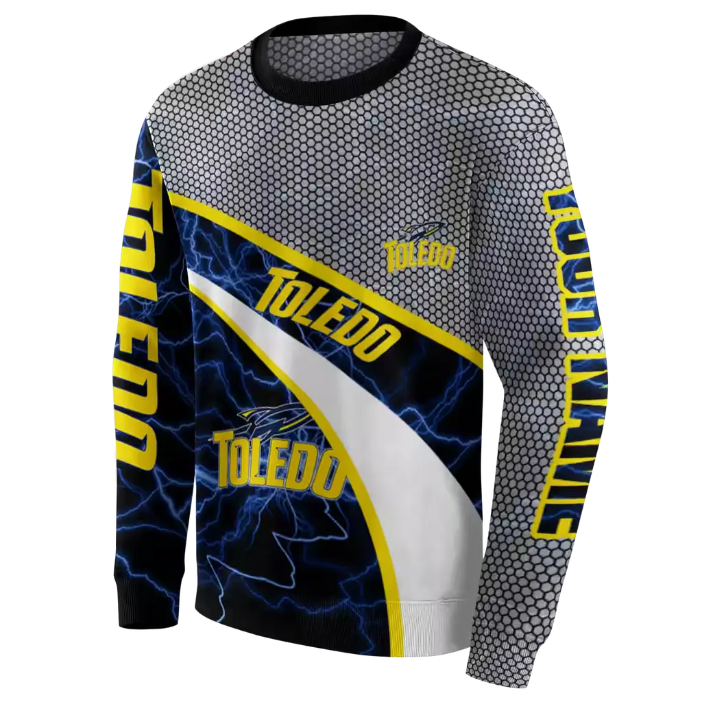 customized toledo rockets hexagonal mesh blue black gray hoodie new arrival customized toledo rockets hexagonal mesh blue black gray hoodie new arrival
