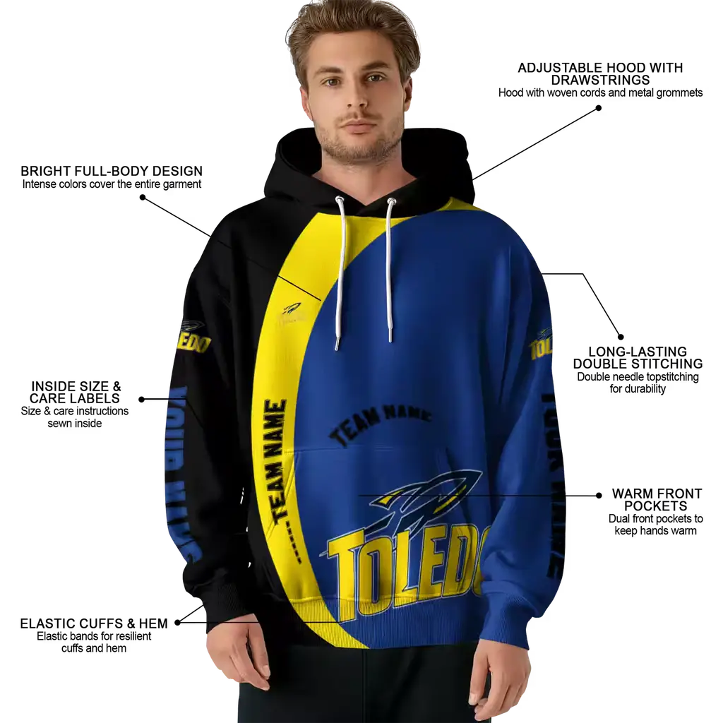 customized toledo rockets minimalist design blue black hoodie latest model customized toledo rockets minimalist design blue black hoodie latest model