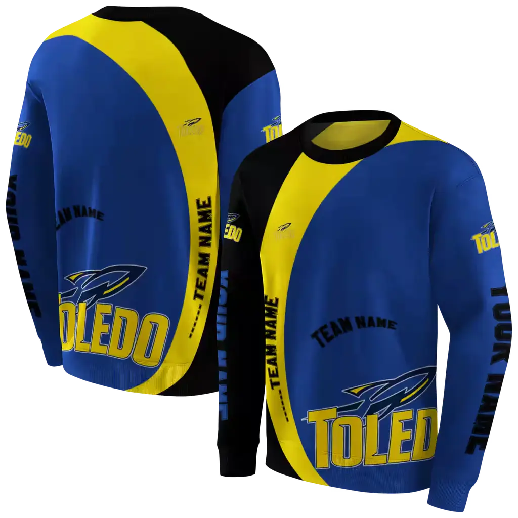 customized toledo rockets minimalist design blue black hoodie premium grade customized toledo rockets minimalist design blue black hoodie premium grade