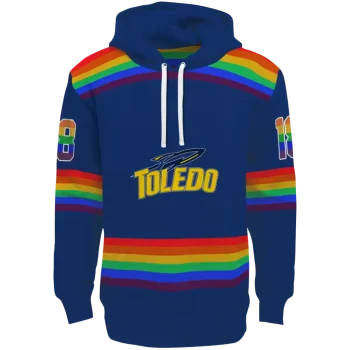 customized toledo rockets rainbow stripes blue hoodie best selling