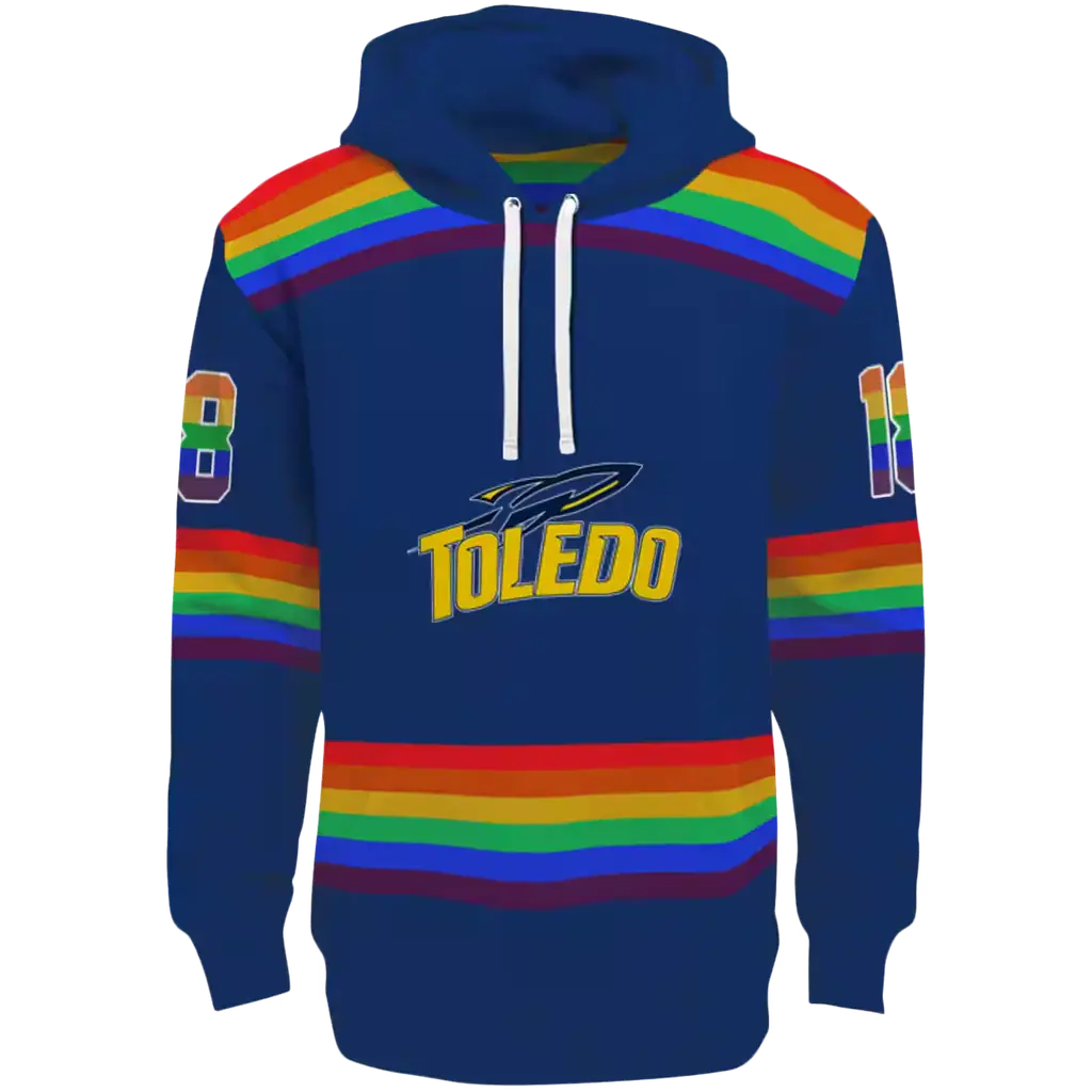 customized toledo rockets rainbow stripes blue hoodie best selling customized toledo rockets rainbow stripes blue hoodie best selling