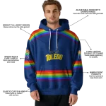 customized toledo rockets rainbow stripes blue hoodie best selling