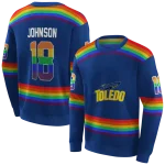 customized toledo rockets rainbow stripes blue hoodie best selling