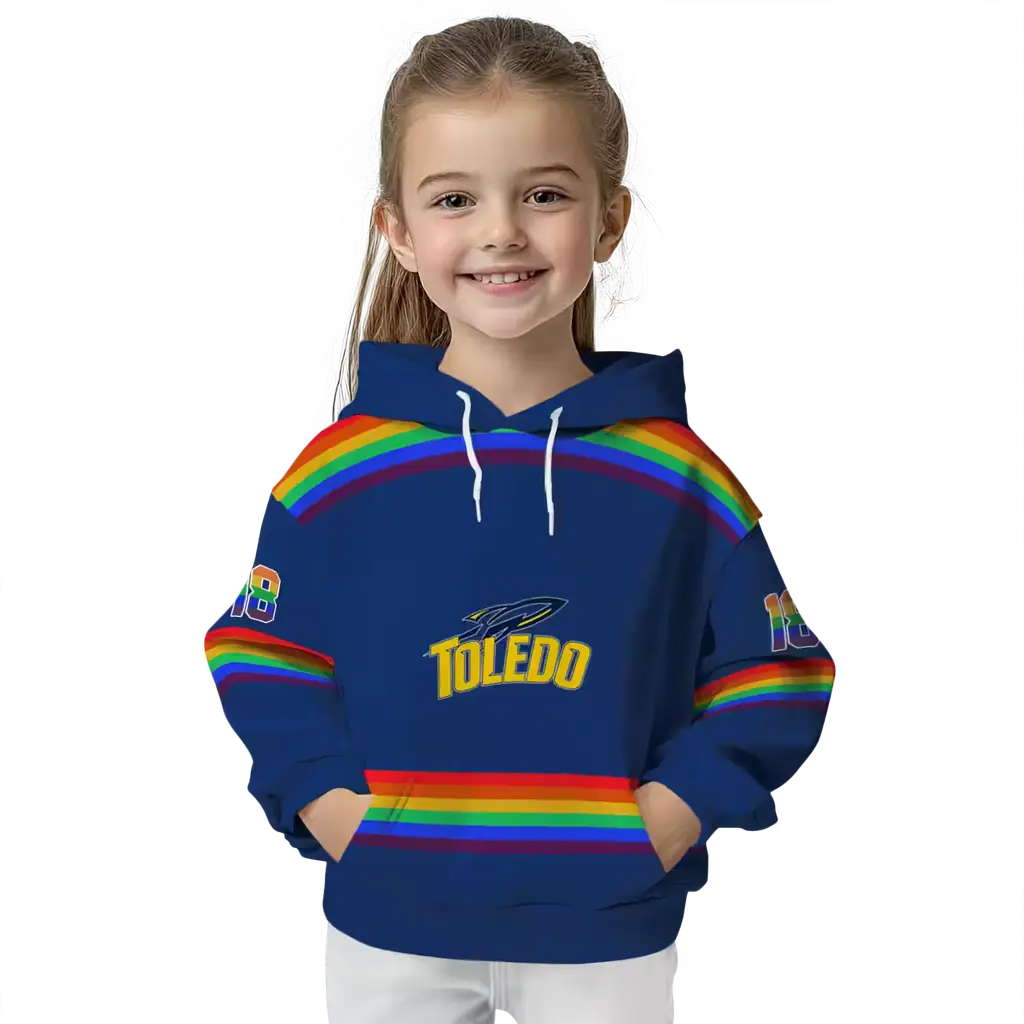 customized toledo rockets rainbow stripes blue hoodie top rated customized toledo rockets rainbow stripes blue hoodie top rated