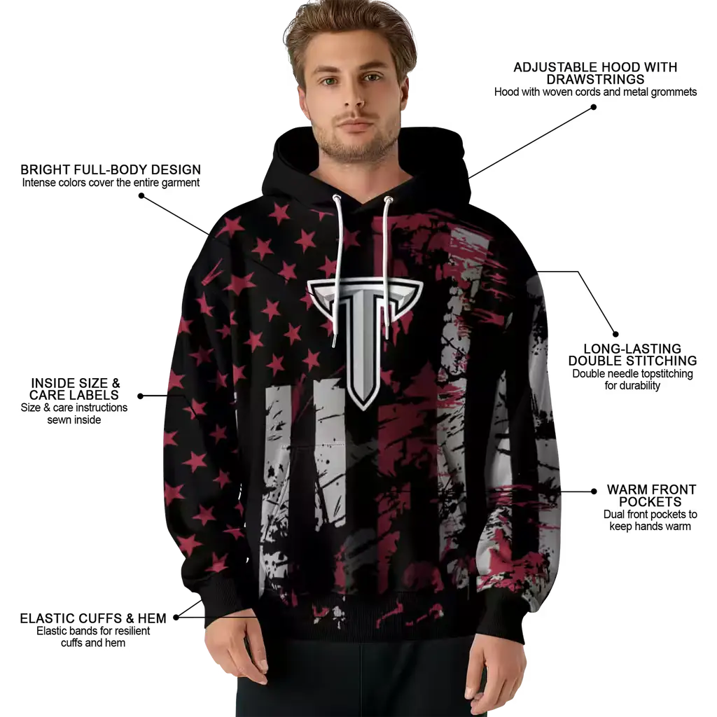 customized troy trojans distressed flag red black hoodie latest model customized troy trojans distressed flag red black hoodie latest model