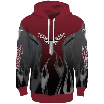customized troy trojans flame design red hoodie best selling