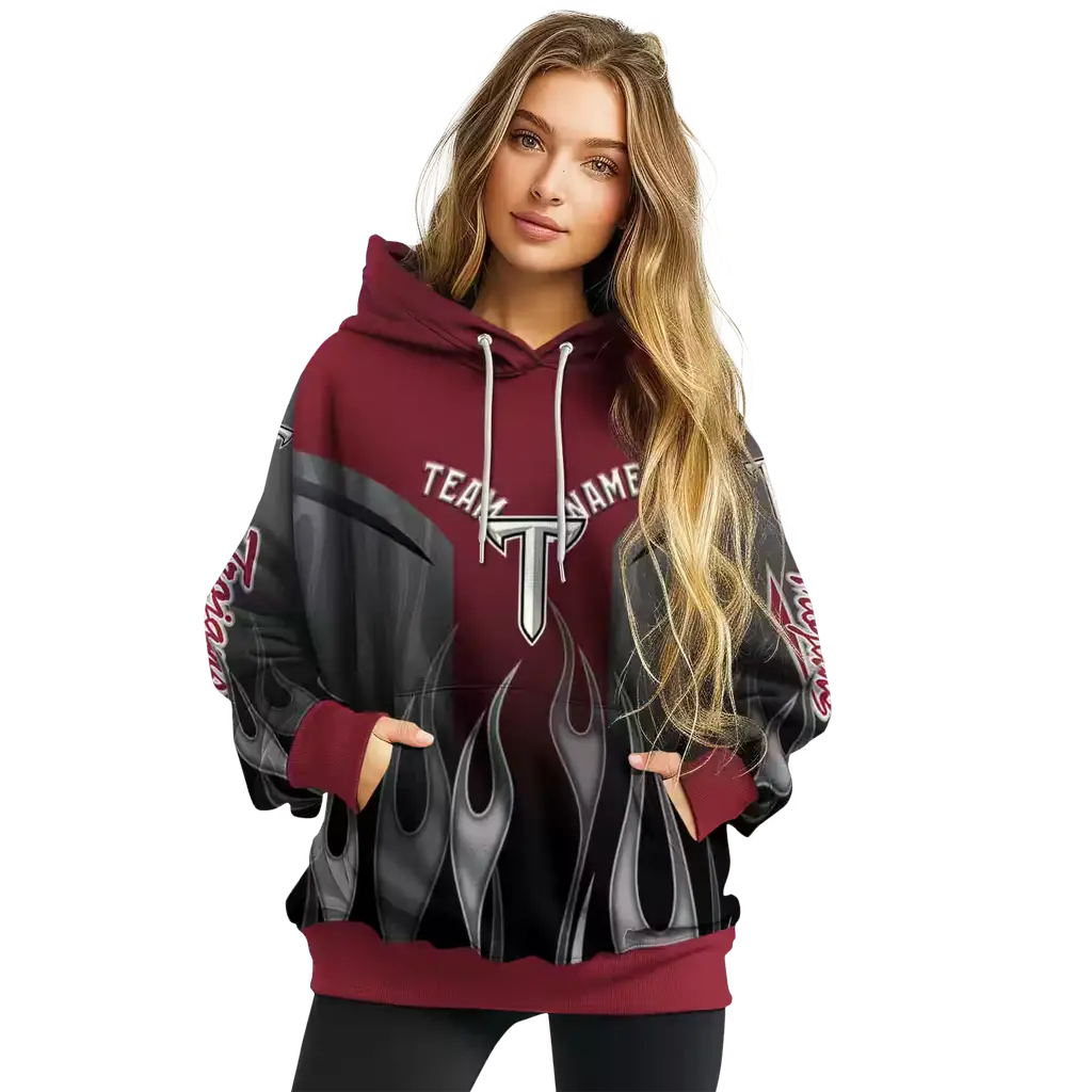 customized troy trojans flame design red hoodie high quality customized troy trojans flame design red hoodie high quality