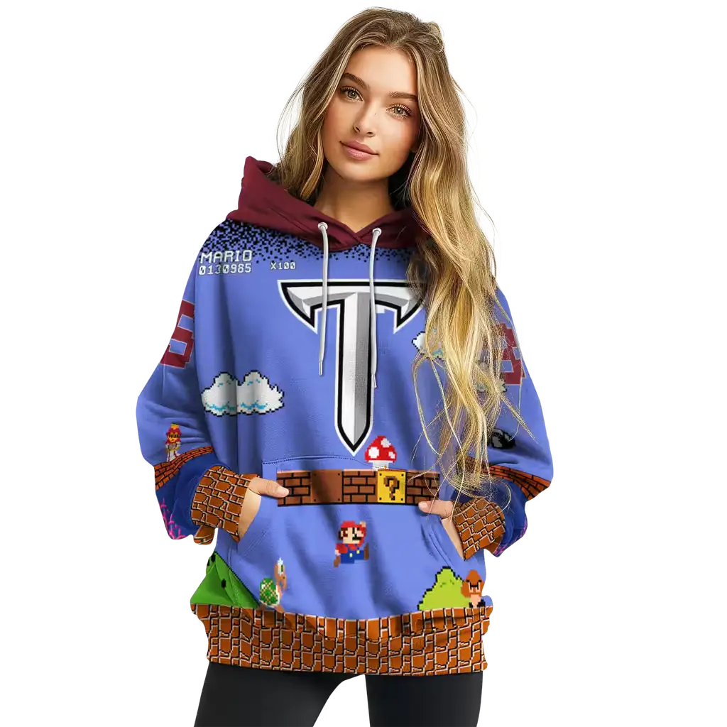 customized troy trojans mario blue black hoodie high quality customized troy trojans mario blue black hoodie high quality