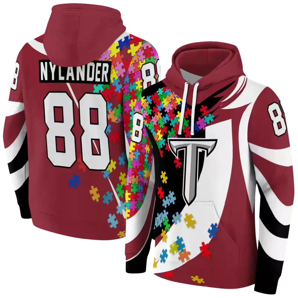 customized troy trojans puzzle pieces red hoodie fashion forward customized troy trojans puzzle pieces red hoodie fashion forward