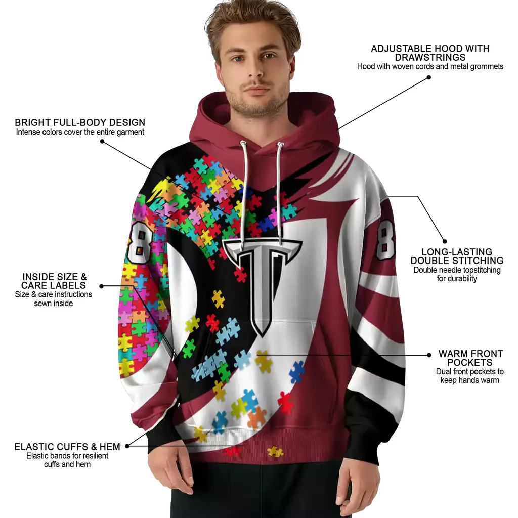 customized troy trojans puzzle pieces red hoodie latest model customized troy trojans puzzle pieces red hoodie latest model