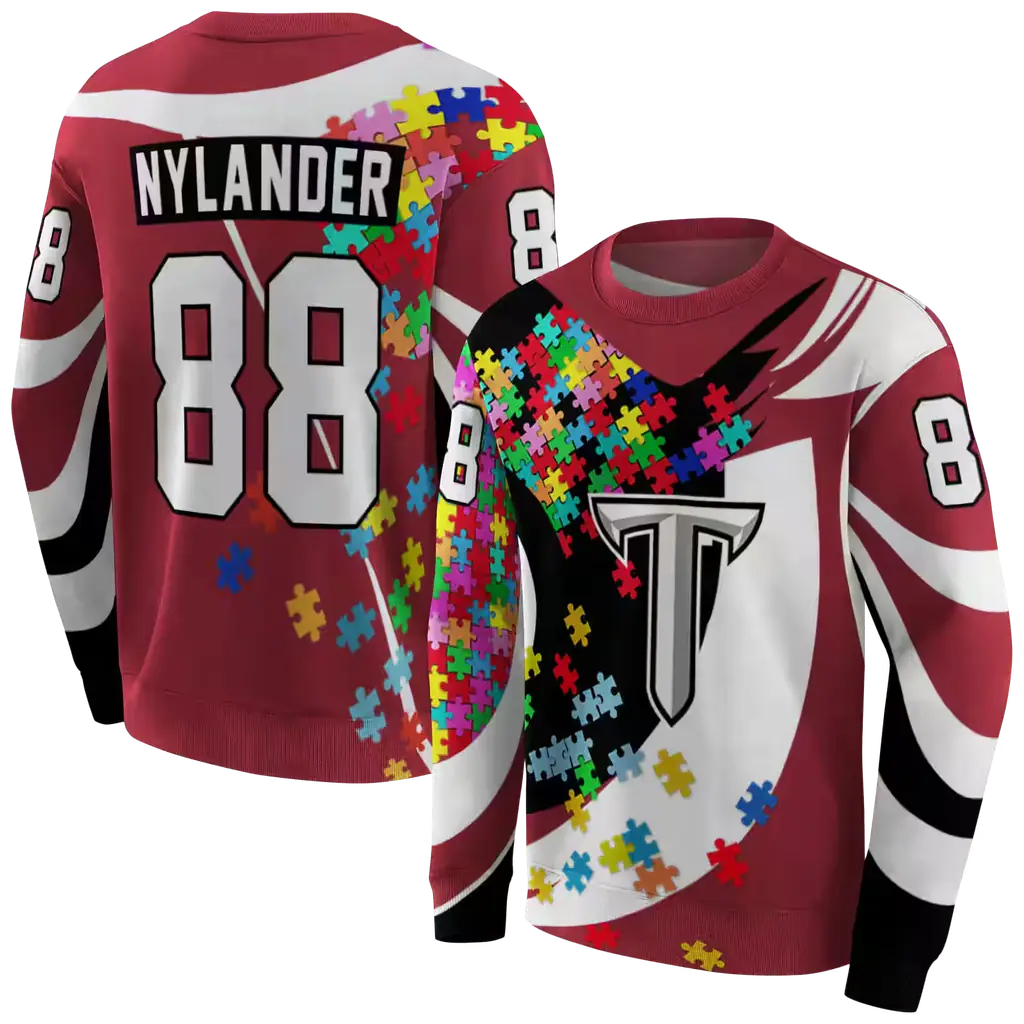 customized troy trojans puzzle pieces red hoodie premium grade customized troy trojans puzzle pieces red hoodie premium grade