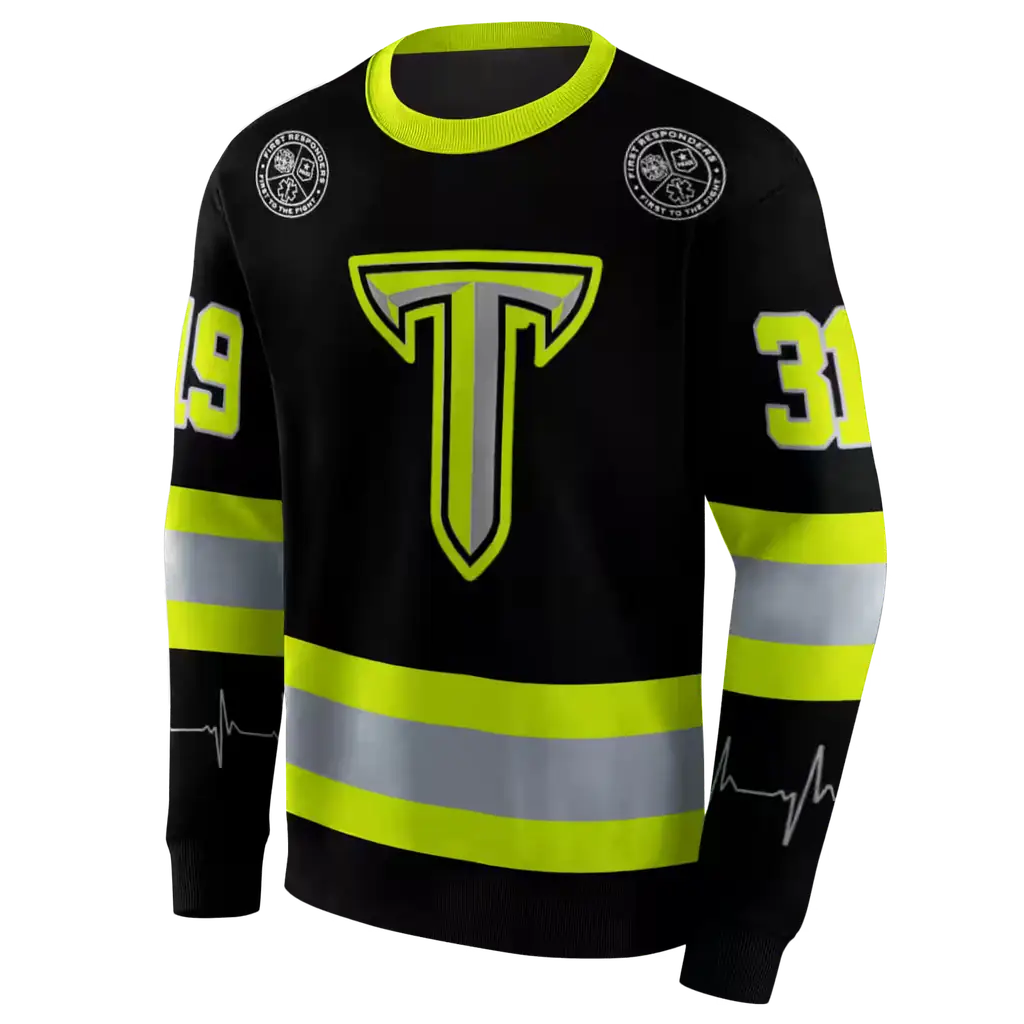 customized troy trojans safety motif black neon green hoodie new arrival customized troy trojans safety motif black neon green hoodie new arrival