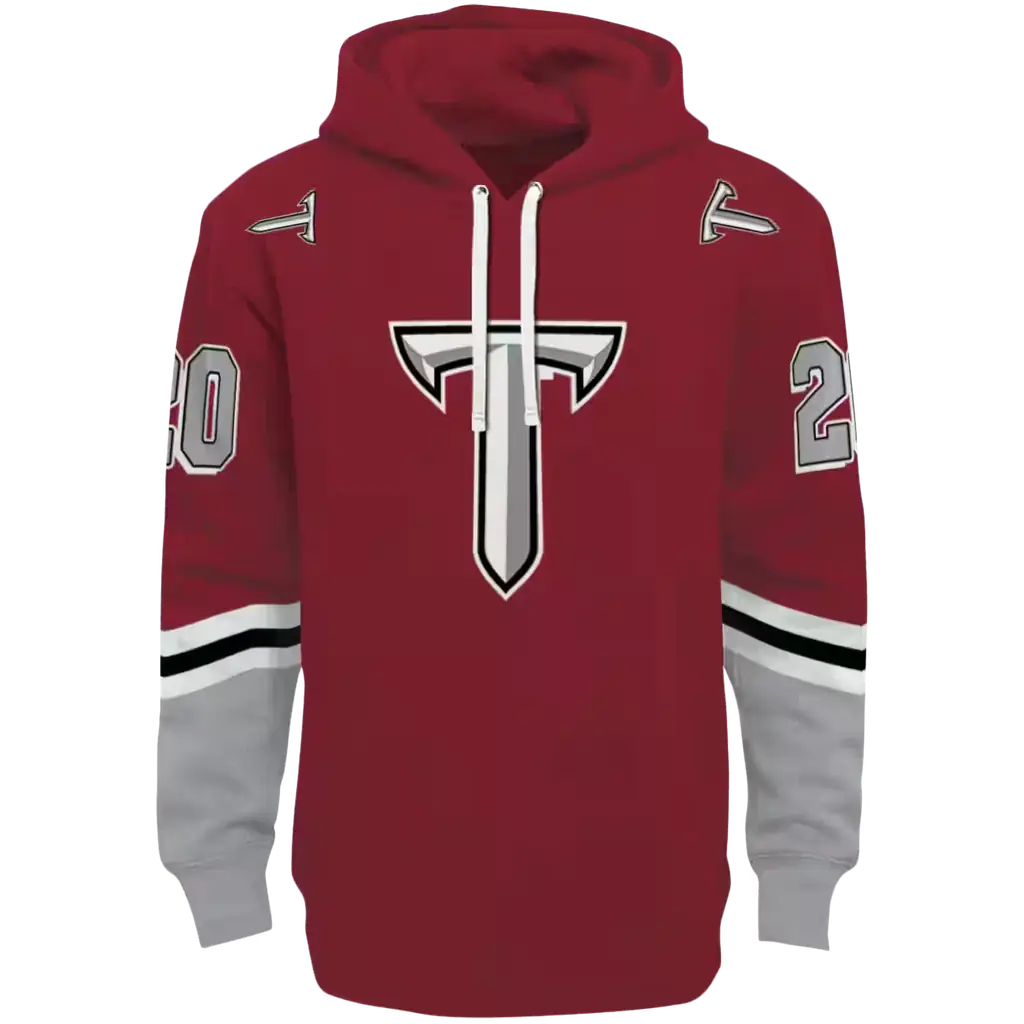 customized troy trojans striped sleeves red hoodie best selling customized troy trojans striped sleeves red hoodie best selling