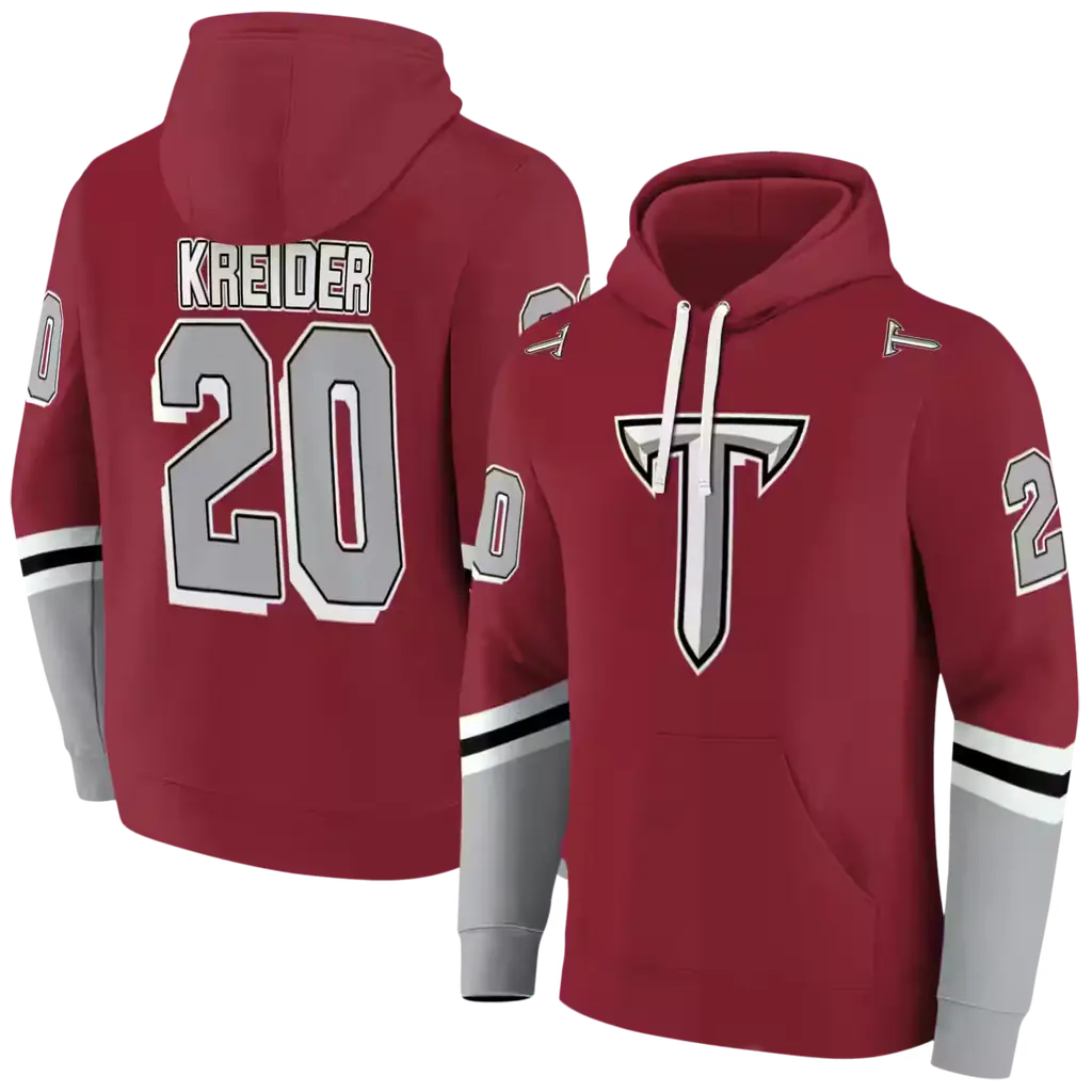 customized troy trojans striped sleeves red hoodie fashion forward customized troy trojans striped sleeves red hoodie fashion forward