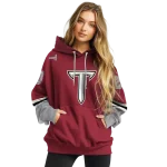 customized troy trojans striped sleeves red hoodie best selling