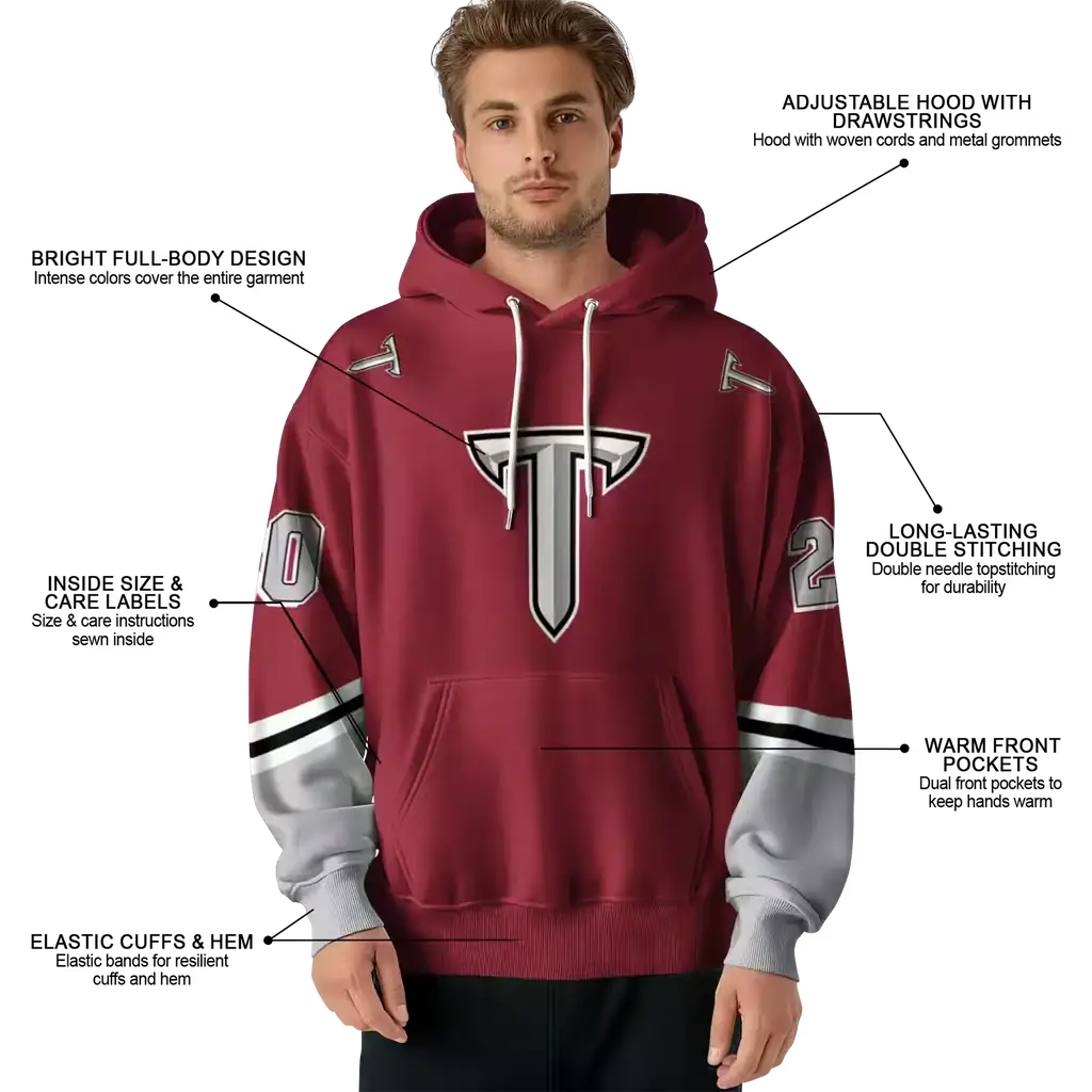 customized troy trojans striped sleeves red hoodie latest model customized troy trojans striped sleeves red hoodie latest model
