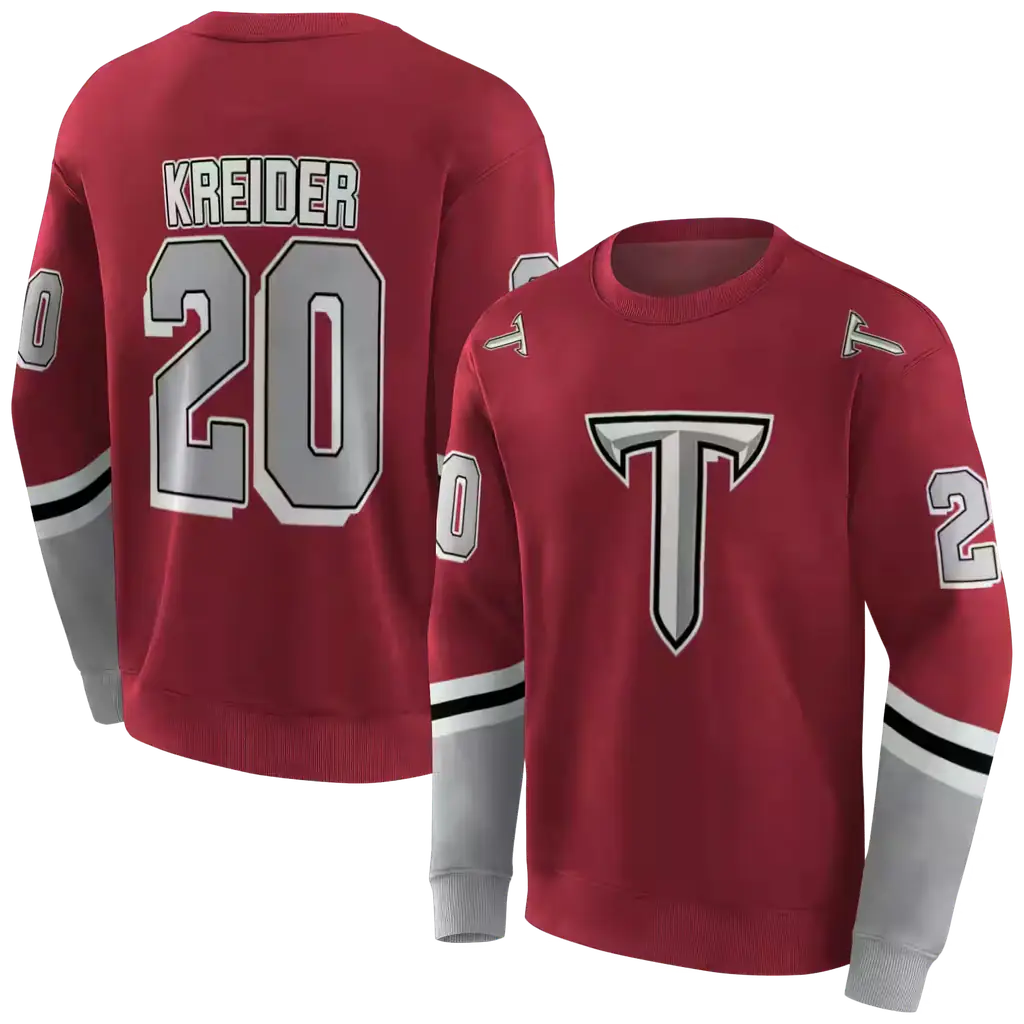 customized troy trojans striped sleeves red hoodie premium grade customized troy trojans striped sleeves red hoodie premium grade