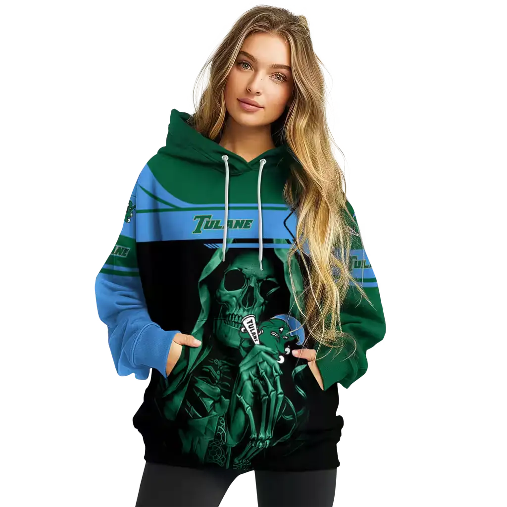 customized tulane green wave grim reaper green black hoodie high quality customized tulane green wave grim reaper green black hoodie high quality