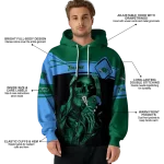 customized tulane green wave grim reaper green black hoodie best selling