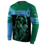 customized tulane green wave grim reaper green black hoodie best selling
