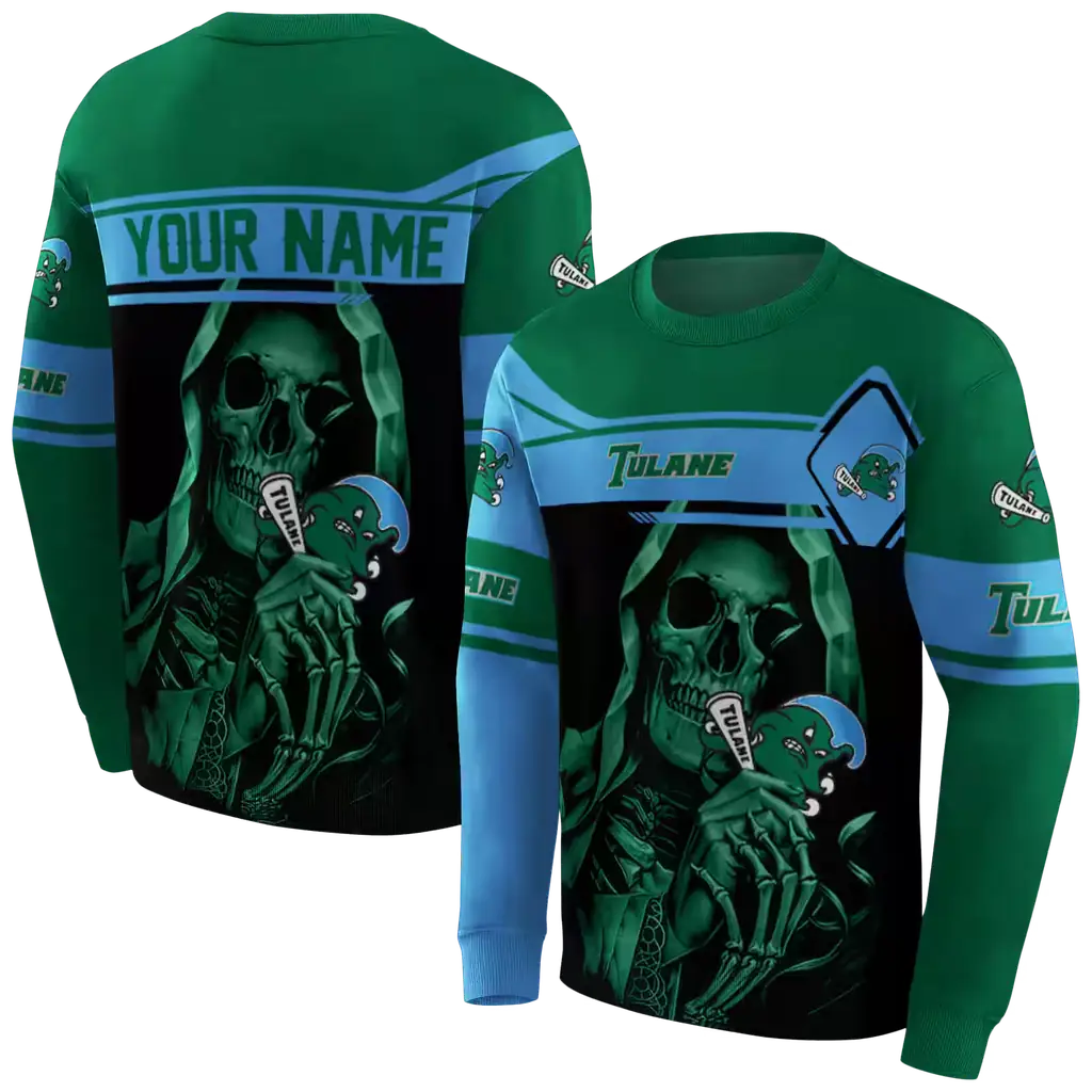 customized tulane green wave grim reaper green black hoodie premium grade customized tulane green wave grim reaper green black hoodie premium grade