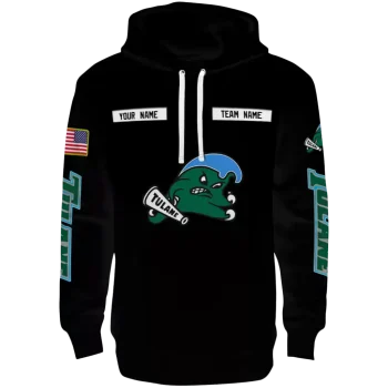 customized tulane green wave punisher skull black hoodie best selling