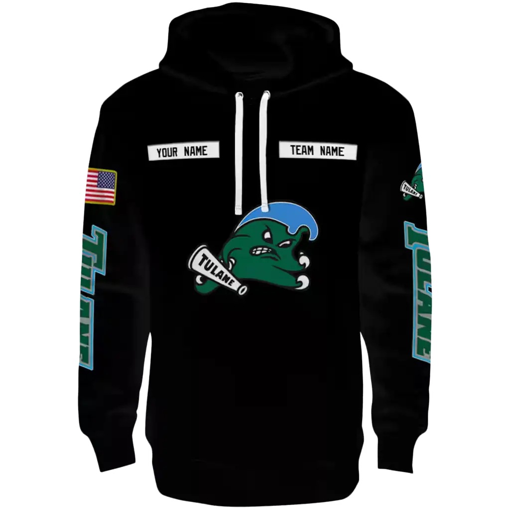 customized tulane green wave punisher skull black hoodie best selling customized tulane green wave punisher skull black hoodie best selling