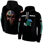 customized tulane green wave punisher skull black hoodie best selling