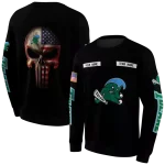 customized tulane green wave punisher skull black hoodie best selling