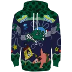 customized tulane green wave spongebob patrick star green navy hoodie best selling