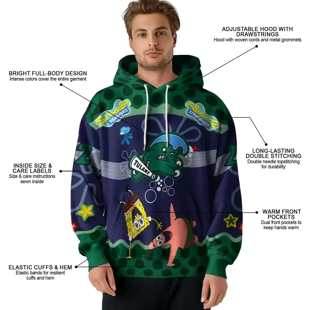 customized tulane green wave spongebob patrick star green navy hoodie latest model customized tulane green wave spongebob patrick star green navy hoodie latest model
