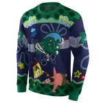 customized tulane green wave spongebob patrick star green navy hoodie best selling