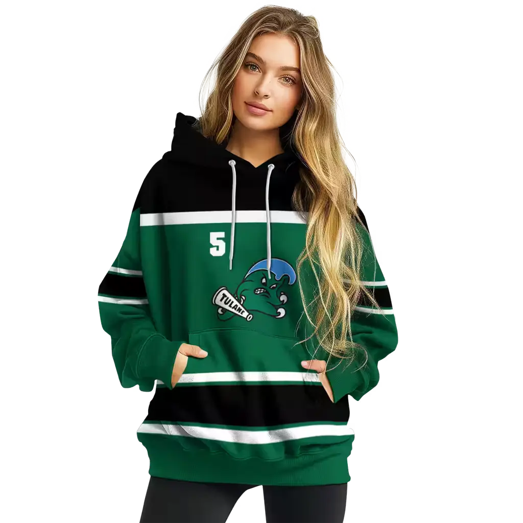 customized tulane green wave striped pattern green hoodie high quality customized tulane green wave striped pattern green hoodie high quality