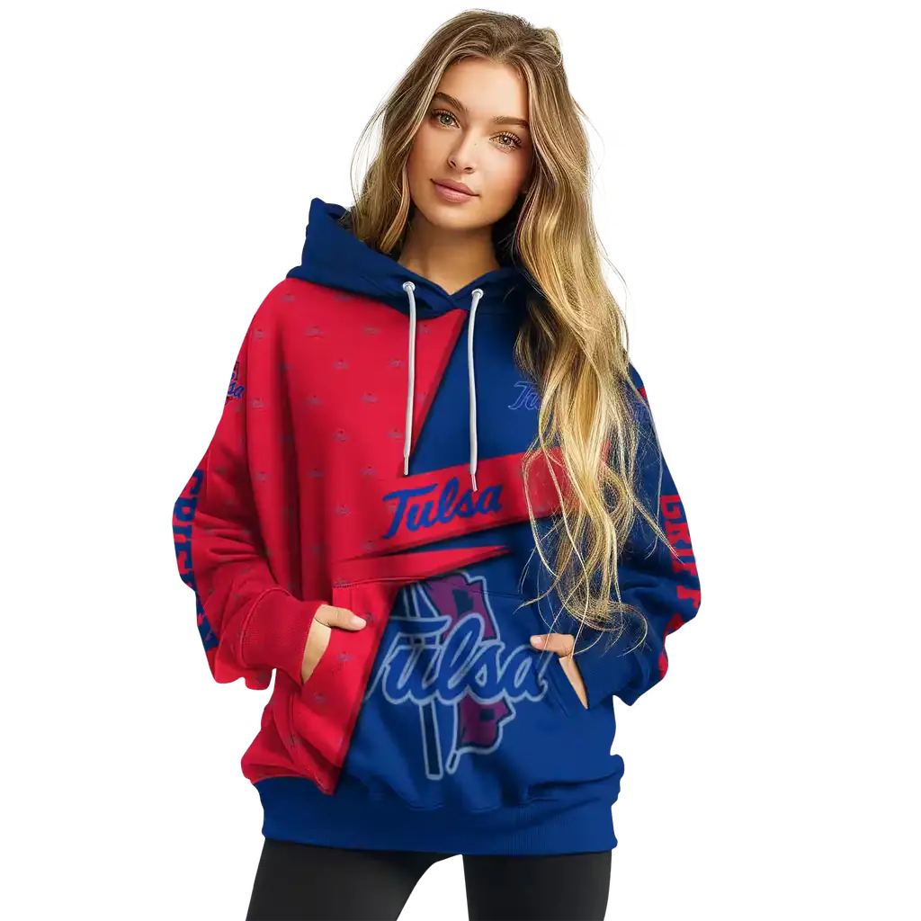 customized tulsa golden hurricane abstract shape blue hoodie high quality customized tulsa golden hurricane abstract shape blue hoodie high quality