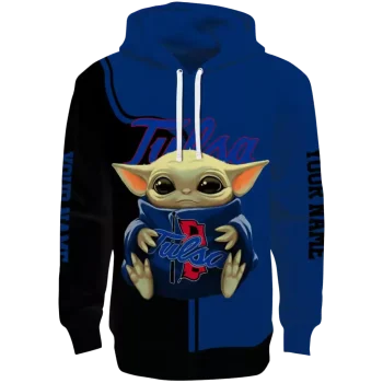 customized tulsa golden hurricane baby yoda blue black hoodie best selling