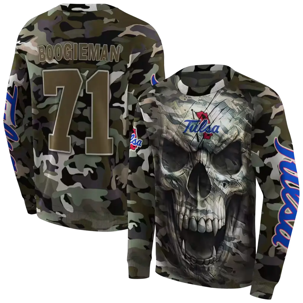 customized tulsa golden hurricane camo skull hoodie premium grade customized tulsa golden hurricane camo skull hoodie premium grade