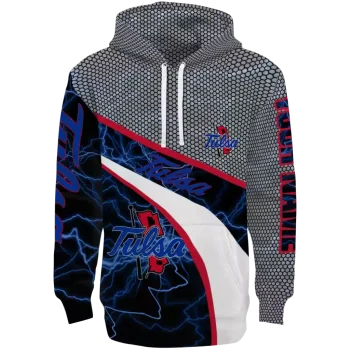 customized tulsa golden hurricane hexagonal mesh blue black gray hoodie best selling
