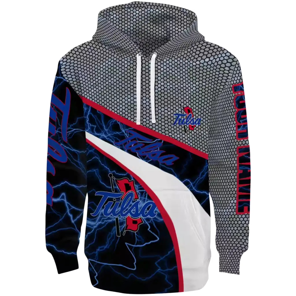 customized tulsa golden hurricane hexagonal mesh blue black gray hoodie best selling customized tulsa golden hurricane hexagonal mesh blue black gray hoodie best selling