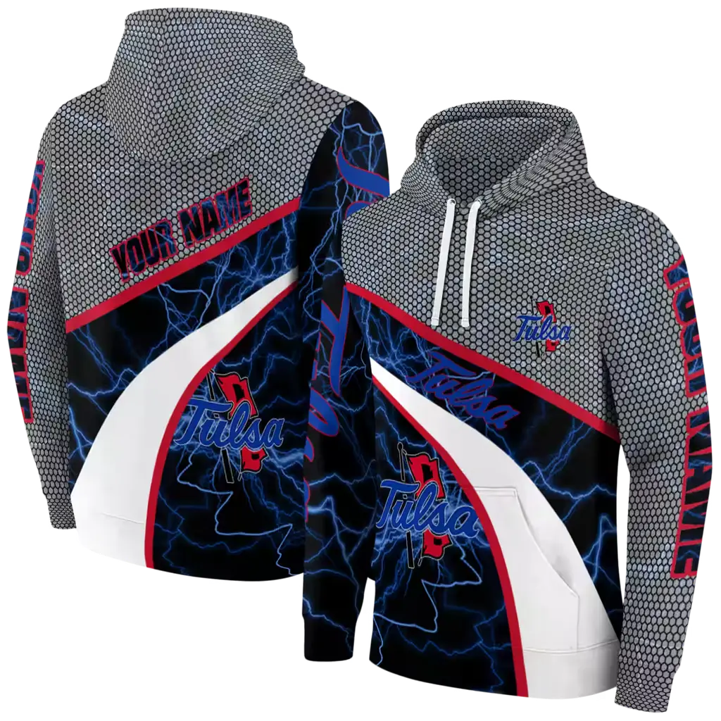 customized tulsa golden hurricane hexagonal mesh blue black gray hoodie fashion forward customized tulsa golden hurricane hexagonal mesh blue black gray hoodie fashion forward