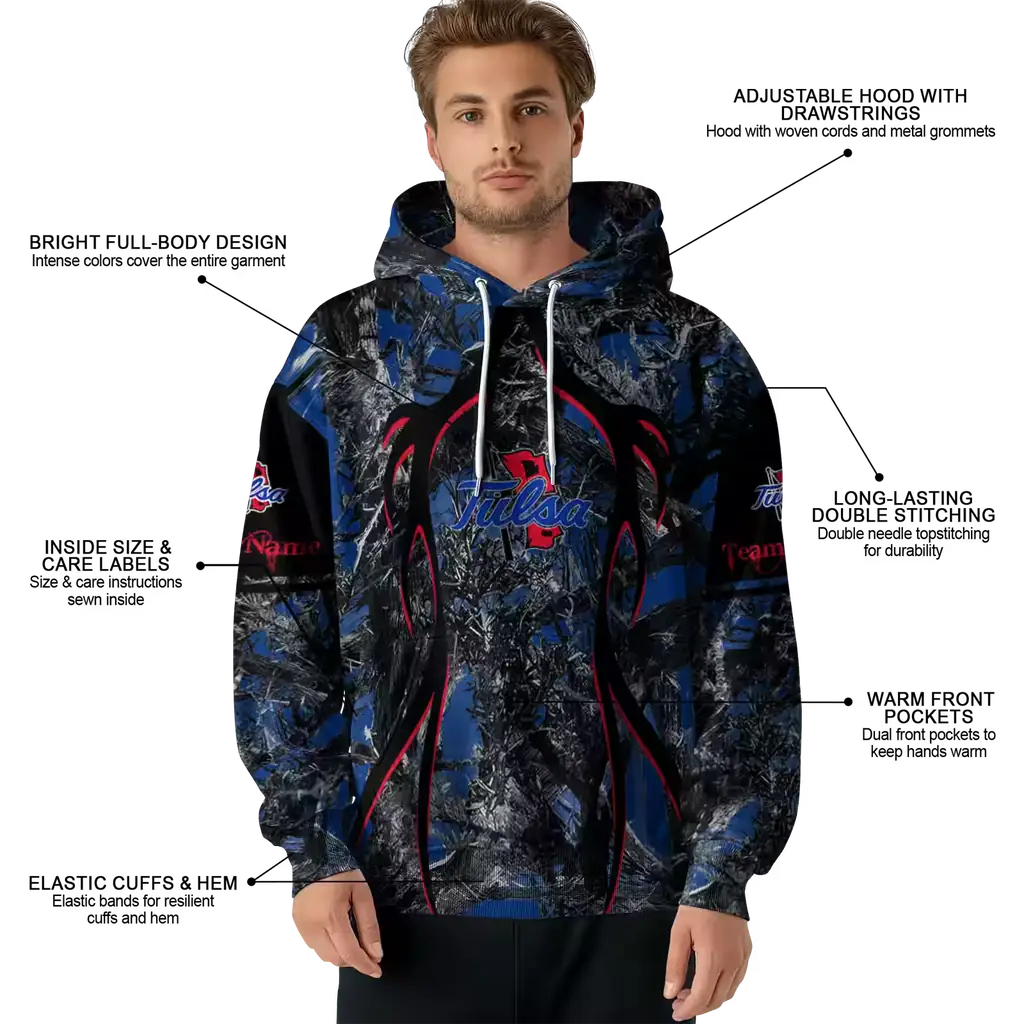 customized tulsa golden hurricane hunting theme blue black hoodie latest model customized tulsa golden hurricane hunting theme blue black hoodie latest model