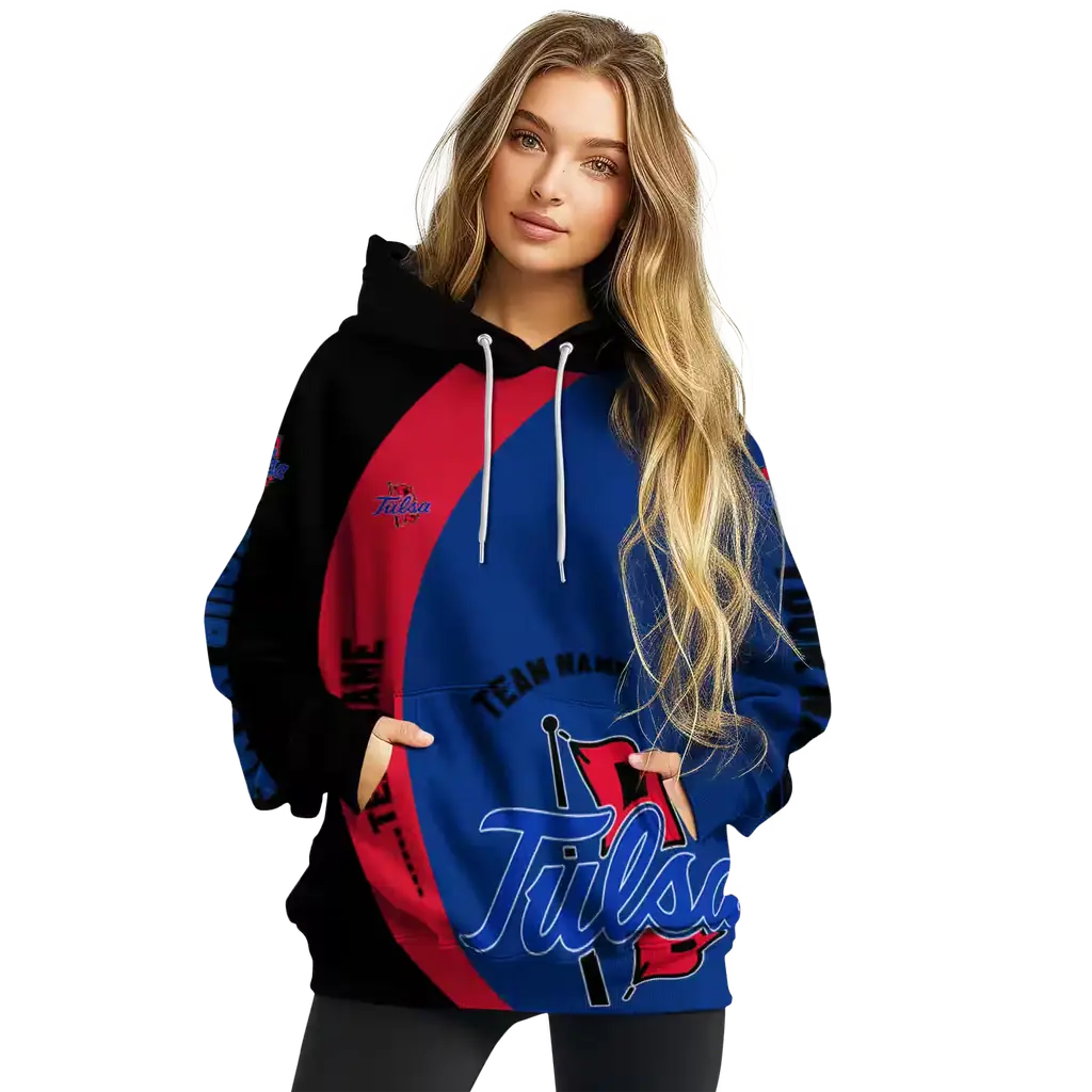 customized tulsa golden hurricane minimalist design blue black hoodie high quality customized tulsa golden hurricane minimalist design blue black hoodie high quality