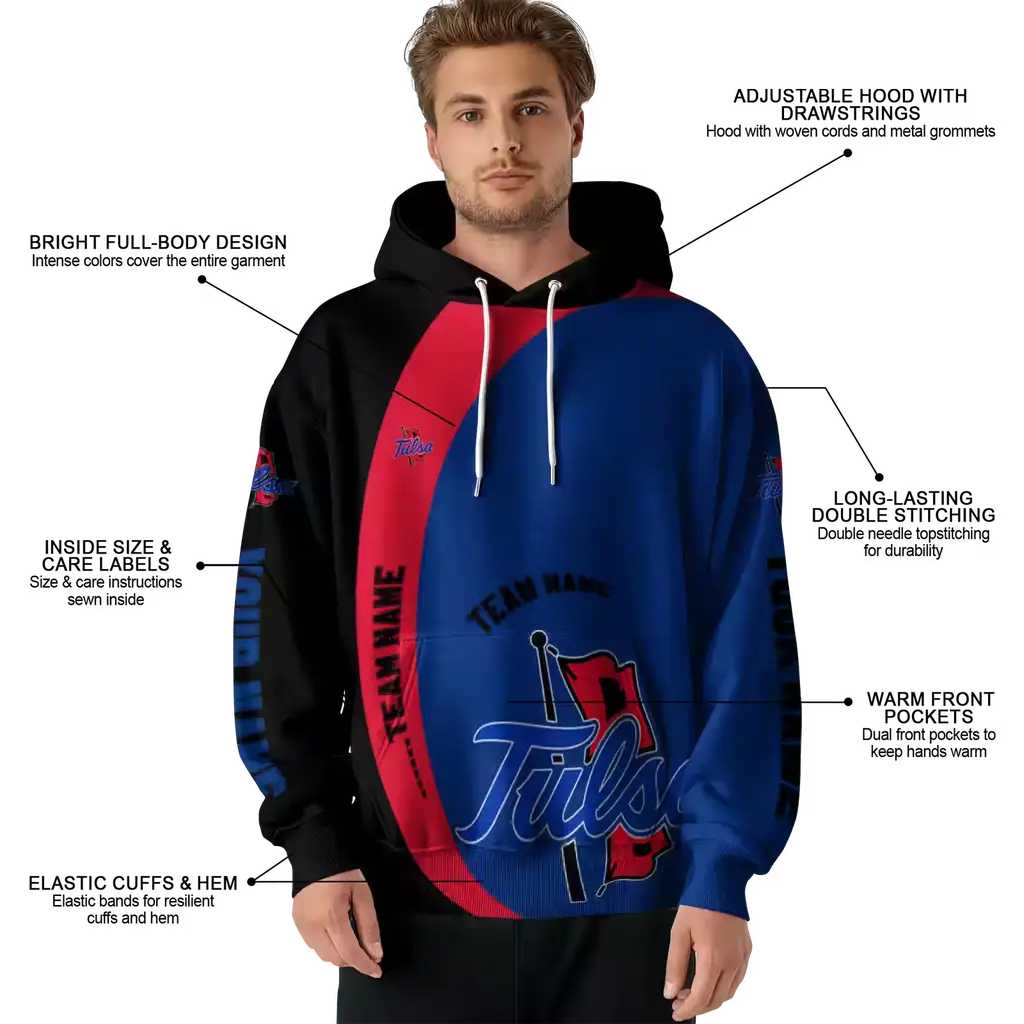 customized tulsa golden hurricane minimalist design blue black hoodie latest model customized tulsa golden hurricane minimalist design blue black hoodie latest model