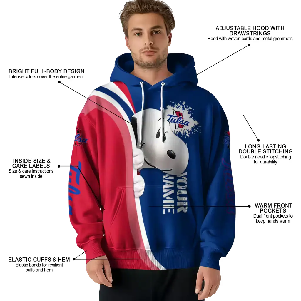 customized tulsa golden hurricane peeking snoopy blue hoodie latest model customized tulsa golden hurricane peeking snoopy blue hoodie latest model